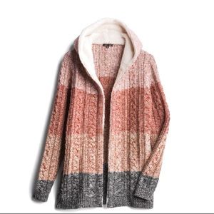 Cozy Sherpa-lined color block coat  - NWT